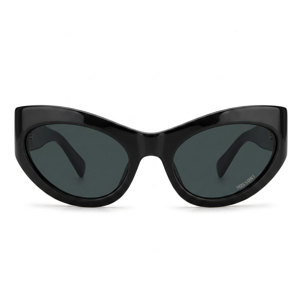 Missoni Black Cat Eye Sunglasses Gray Black Fabric Inserts Luxury MIS0078/S
